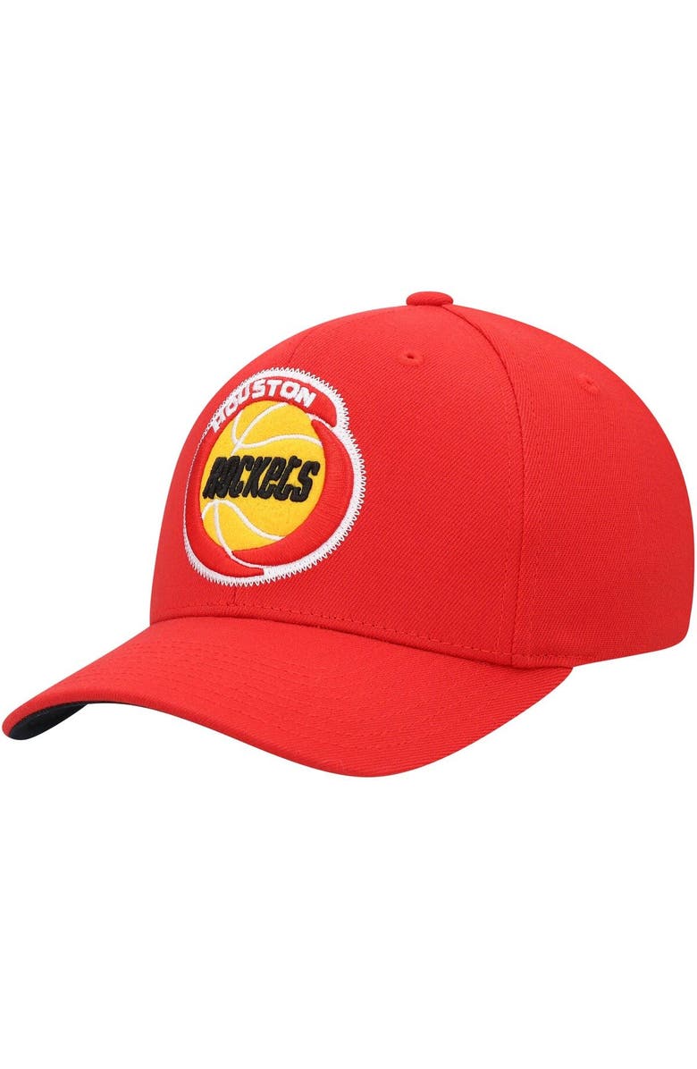 Mitchell & Ness Men's Mitchell & Ness Red Houston Rockets Hardwood Classics Zigm Zagm Redline Snapback Hat, Main, color,