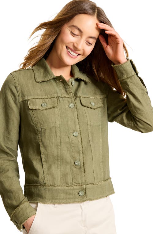 Tommy Bahama Two Palms Linen Raw Edge Jacket In Dk Fern