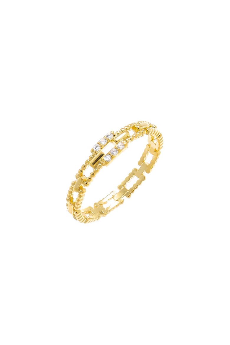 Pavé Beaded Box Chain Ring, Main, color, Gold