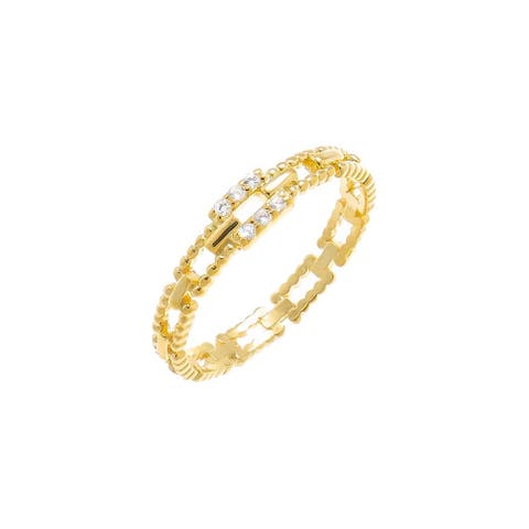 Pavé Beaded Box Chain Ring