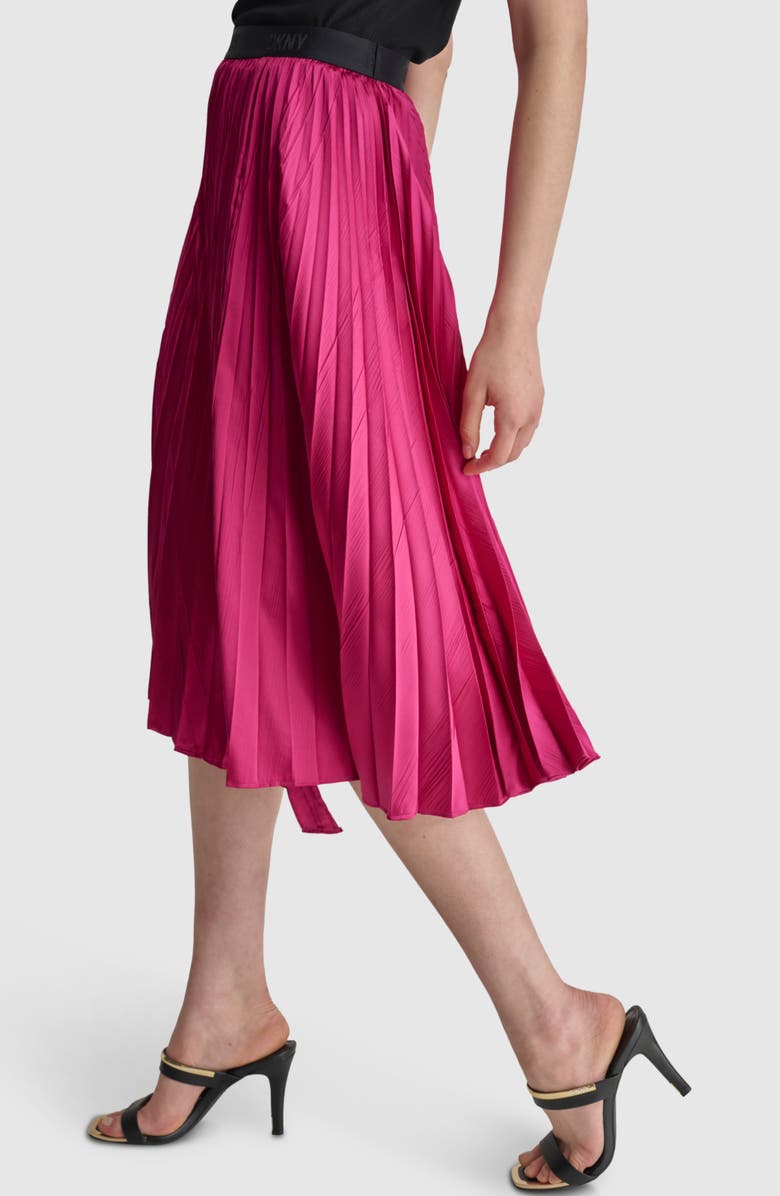 DKNY Pleated Asymmetric Midi Skirt, Alternate, color, Raspberry Cocktail