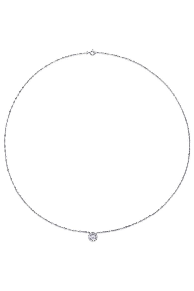 Lab-Grown Diamond Halo Necklace 14k, Alternate, color, White Gold