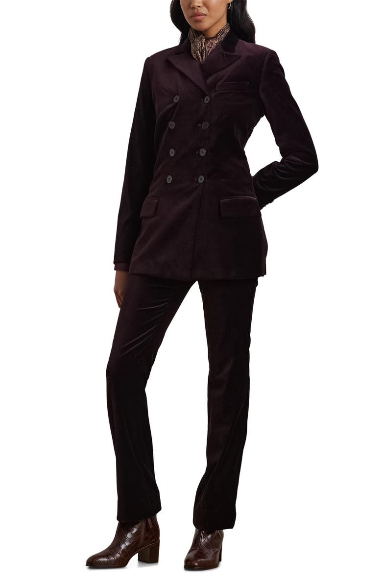 Lauren Ralph Lauren Soft Stretch Velvet Pants, Alternate, color, Royal Claret Velvet
