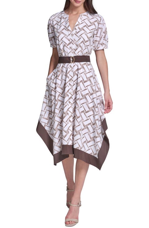 Hanky Hem Crepe Midi Shirtdress
