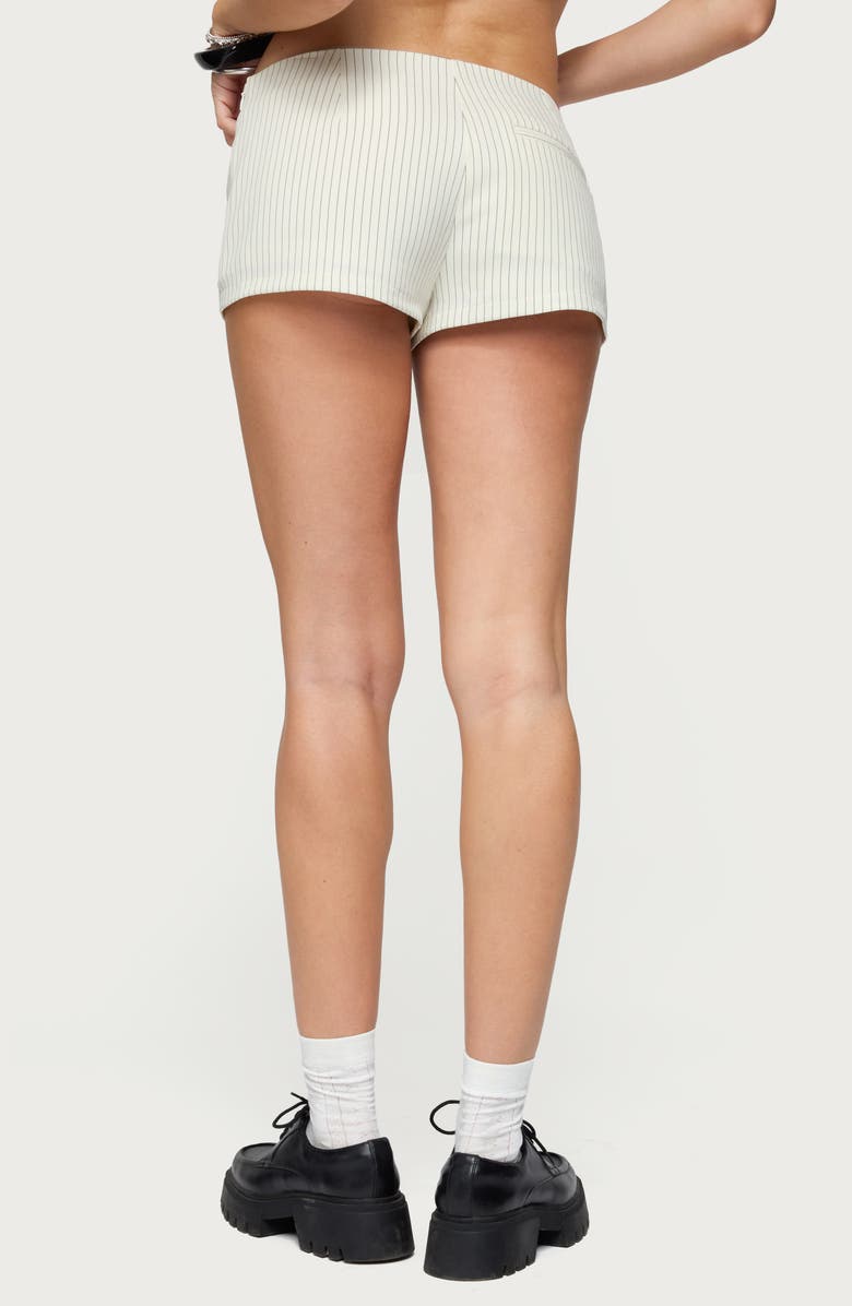 EDIKTED Annalisa Pinstripe Shorts, Alternate, color, Cream