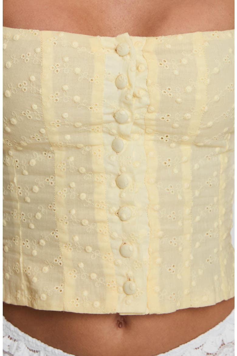 Lyncher Embroidered Cotton & Linen Bustier Top, Alternate, color, YELLOW