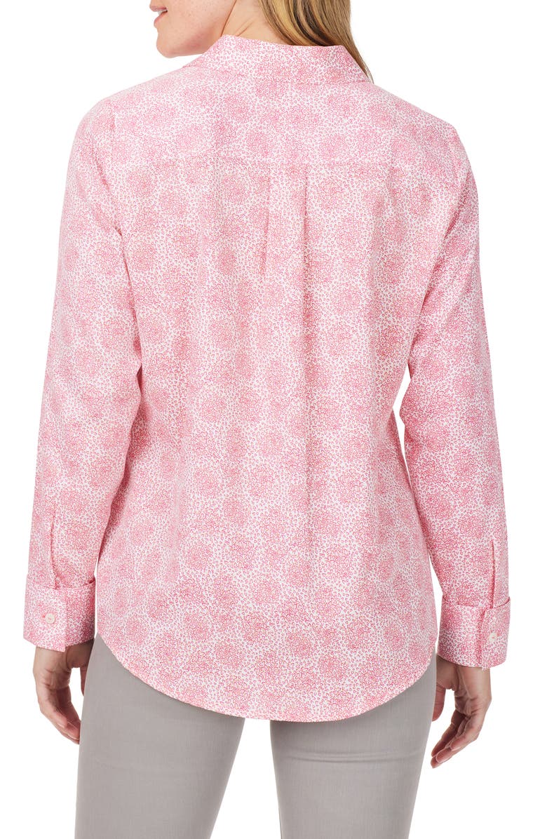 Foxcroft Davis Sweetheart Print Cotton Button-Up Shirt, Alternate, color,