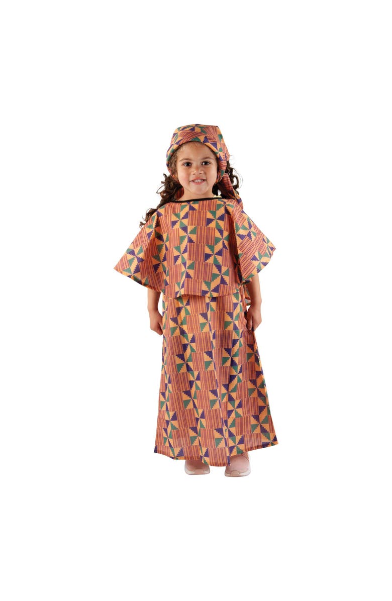 Kaplan Early Learning Company Festive Kente-Inspired Boubou Girl Garment, Alternate, color, Multicolor