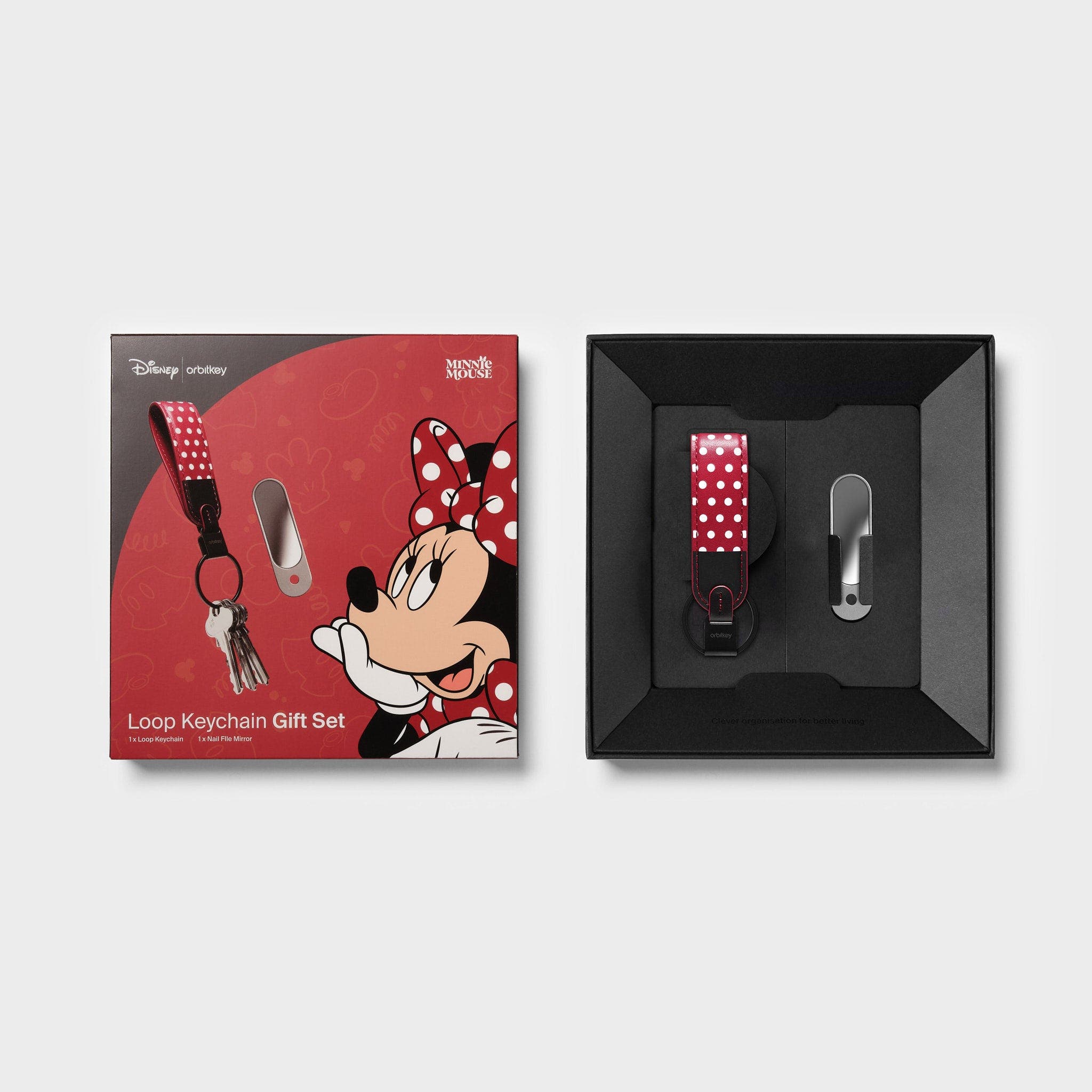 Orbitkey Disney Loop Keychain +  Nail File Mirror Kit, Alternate, color, Minnie Mouse