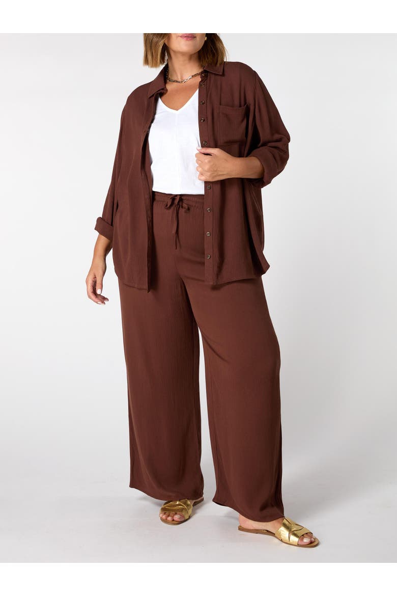 Crinkle Drawstring Pants, Alternate, color, Chocolate