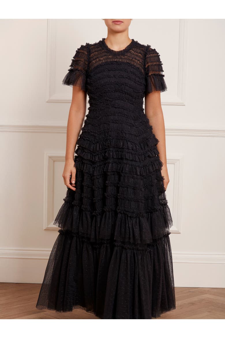 Valentine Ruffle Maxi Gown, Alternate, color, Graphite