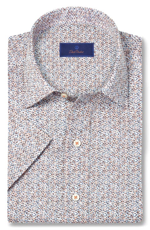Abstract Print Lyocell Short Sleeve Shirt