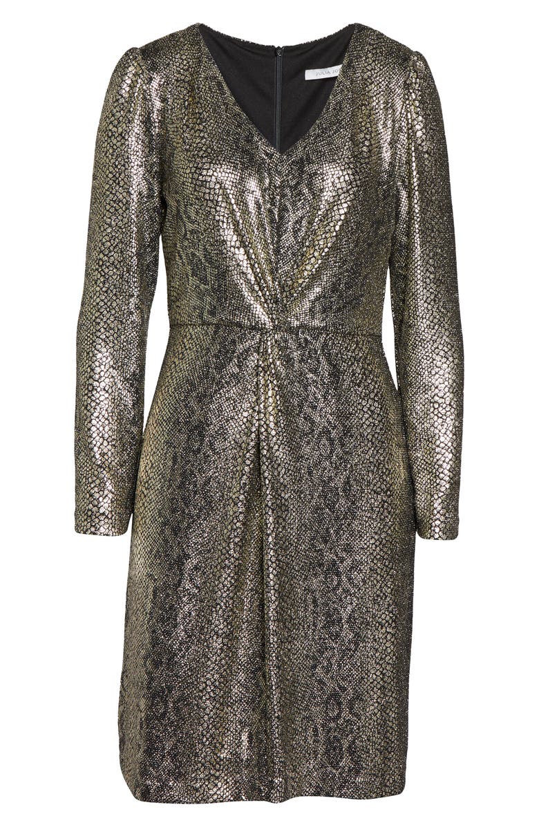 Julia Jordan Metallic Snakeskin Print Long Sleeve Dress, Alternate, color, 