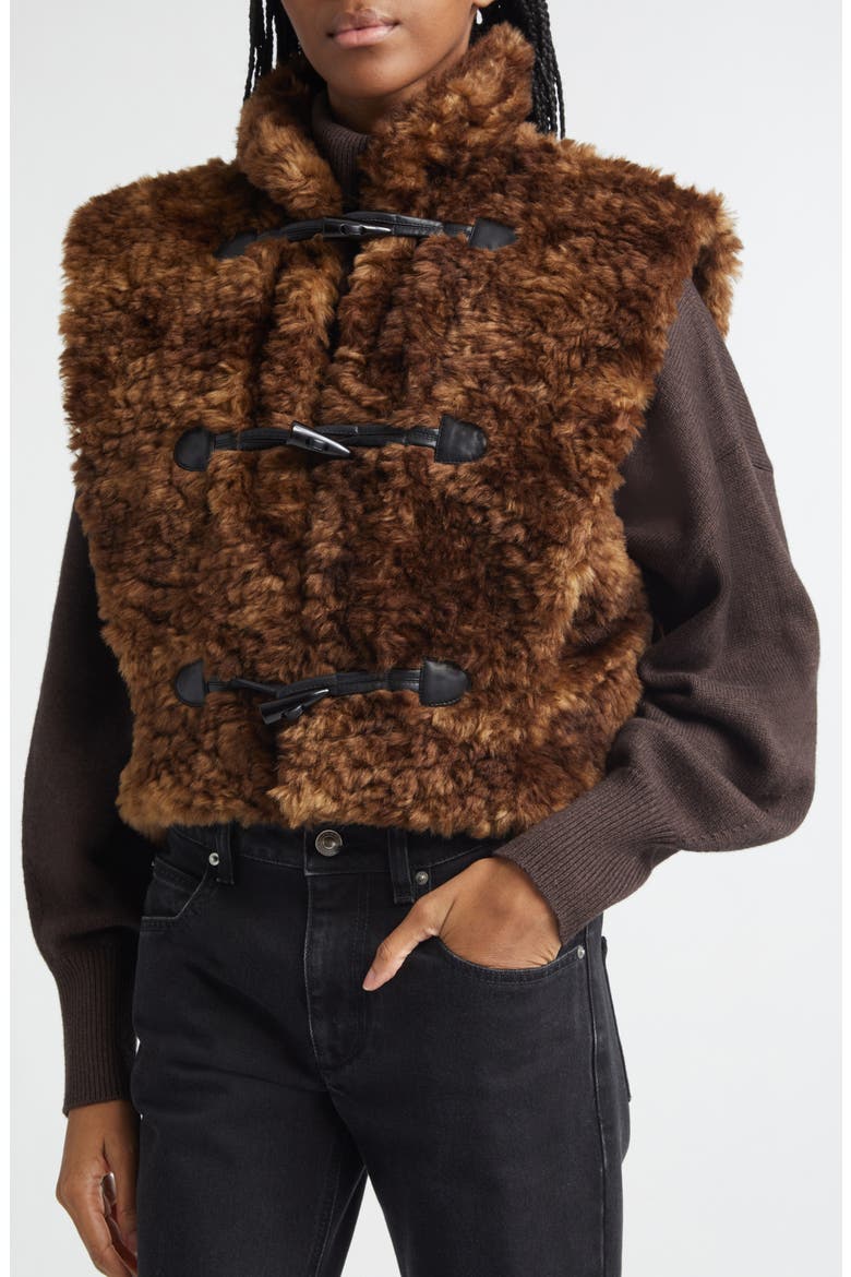 Jocya Faux Fur Vest, Alternate, color, BROWN