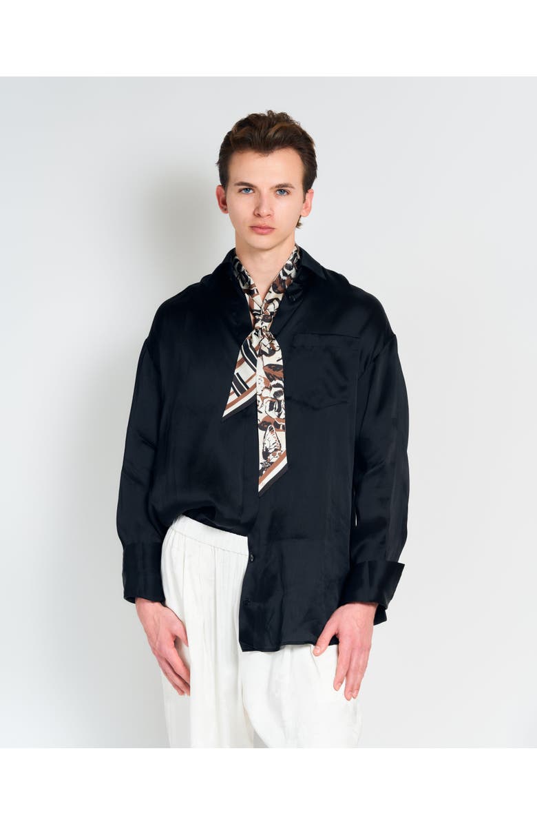 Lost Pattern x Leatherology Silk Twill Skinny Scarf, Alternate, color, Neutral