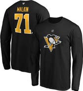 FANATICS Men's Fanatics Evgeni Malkin Black Pittsburgh Penguins Authentic Stack Name & Number T-Shirt