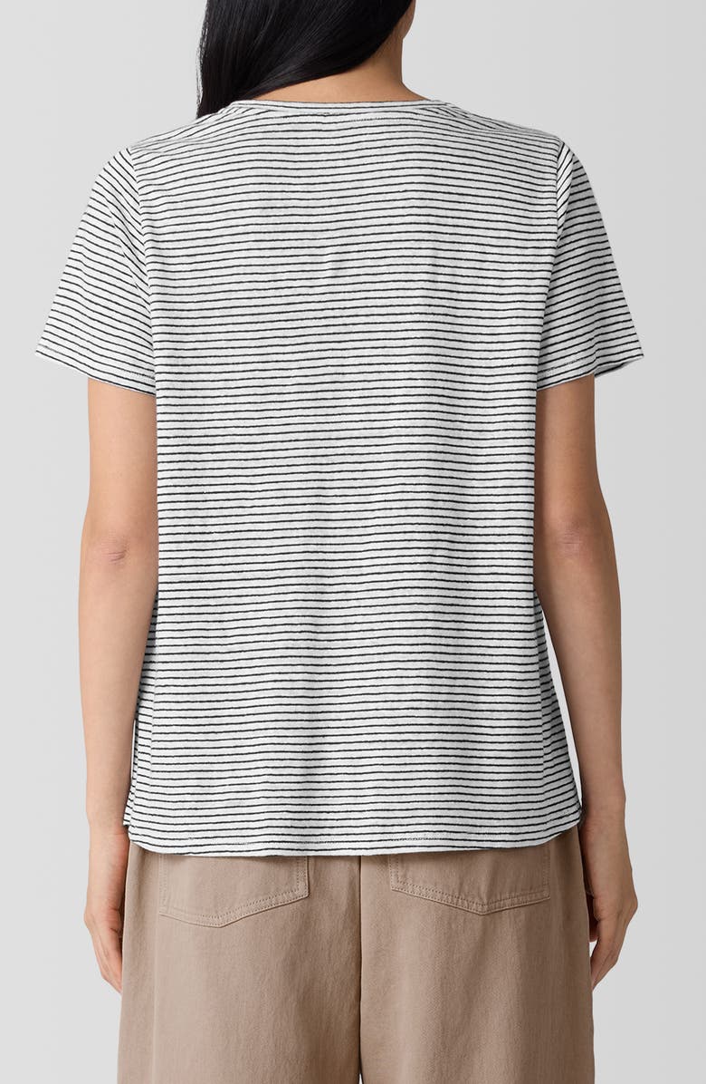 Eileen Fisher Stripe Organic Linen T-Shirt, Alternate, color, White/ Black