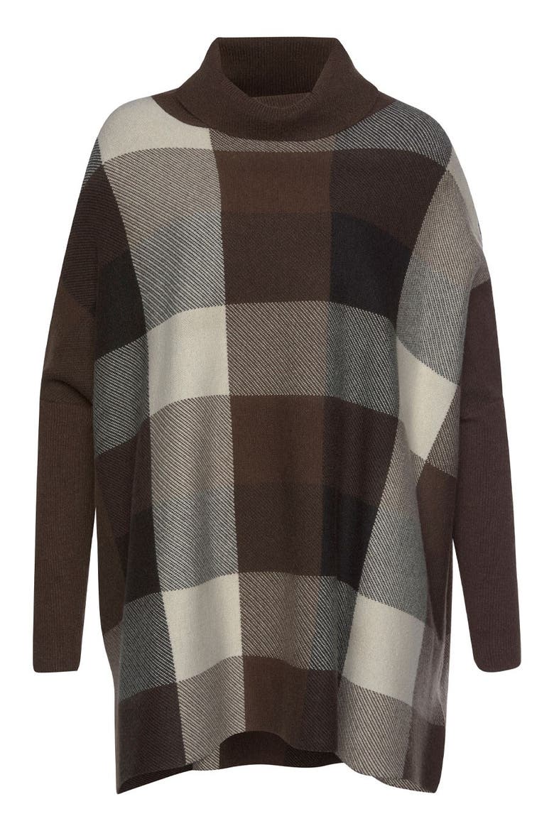 Checked Oversized Sweater, Alternate, color, Brown Multi