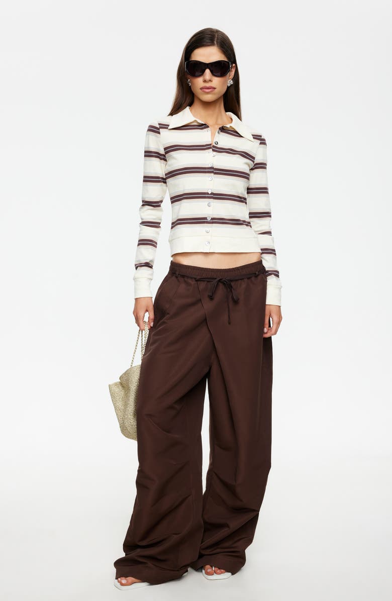 LIONESS Signora Tie Waist Wide Leg Pants, Alternate, color, Chocolate