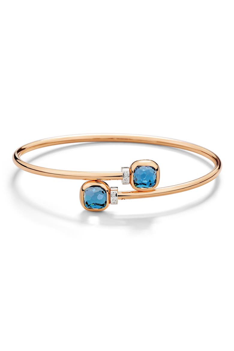 Nudo London Blue Topaz & Diamond Bypass Bracelet, Main, color, LONDON BLUE TOPAZ