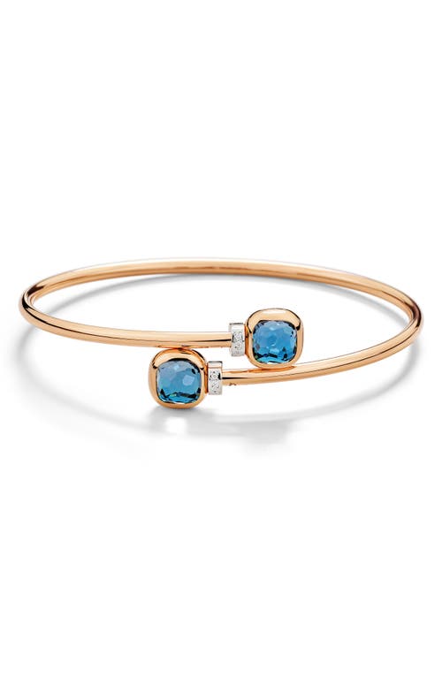 Pomellato Nudo London Blue Topaz & Diamond Bypass Bracelet In Gold