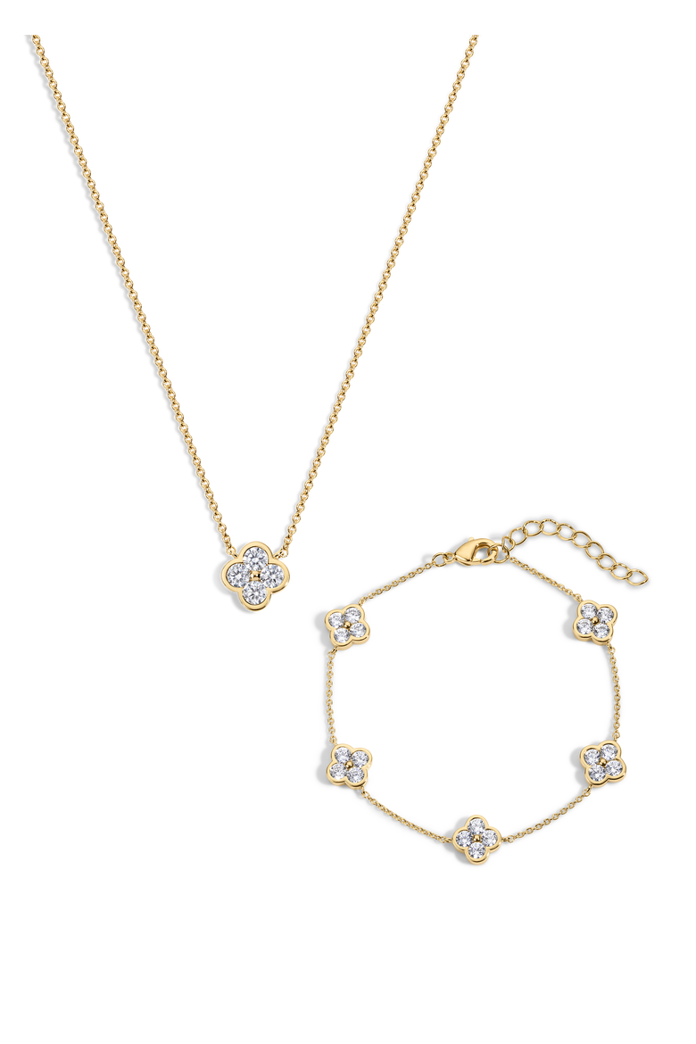 Camilla Clover Necklace and Bracelet - Set of 2, Main, color, Gold