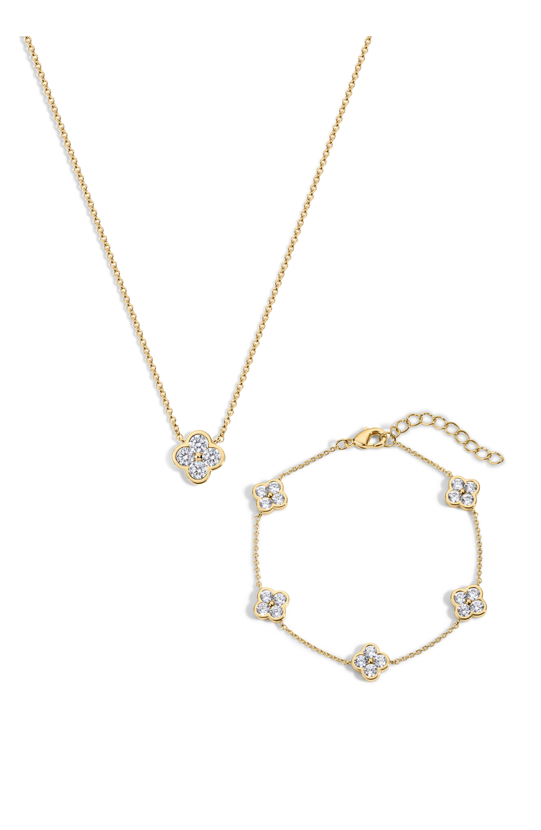 Electric Picks Camilla Clover Necklace and Bracelet - Set of 2, Main, color, Gold