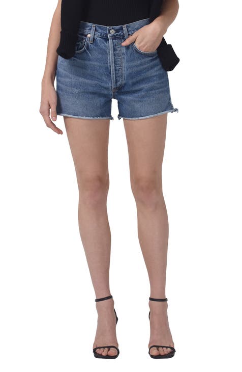 Marlow High Waist Organic Cotton Cutoff Denim Shorts