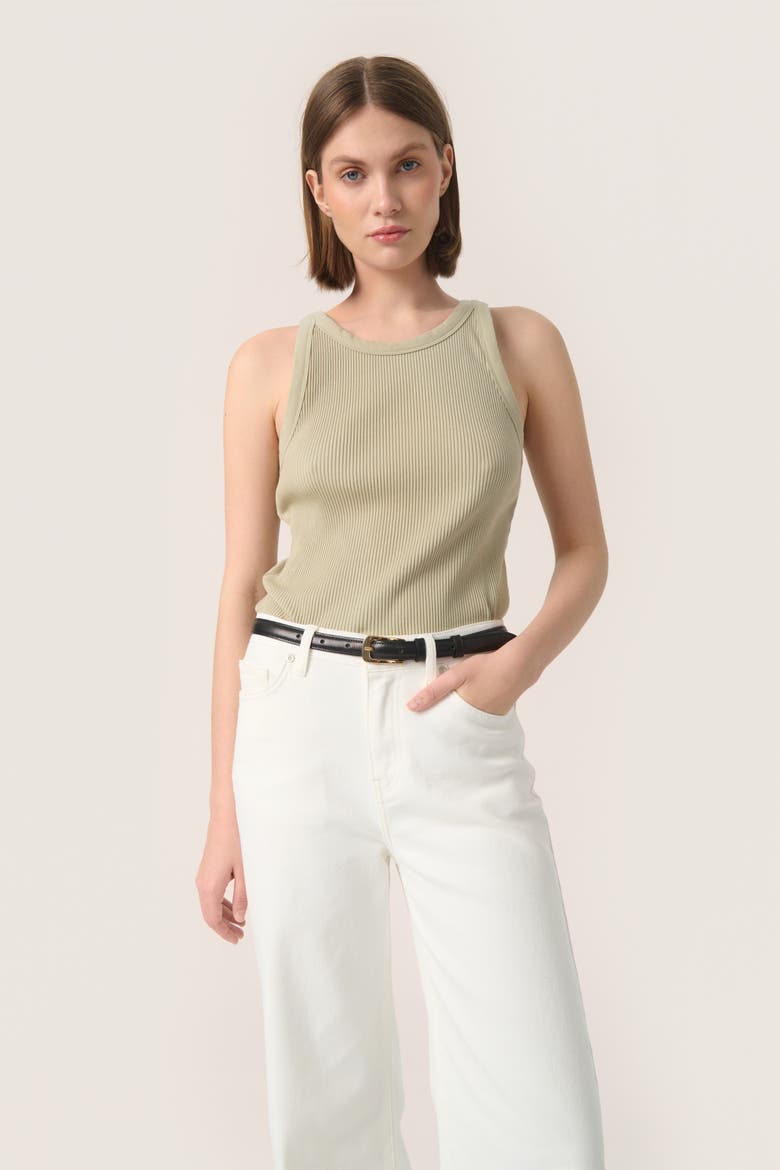 Simone Rib Jersey Slim Fit Tank Top, Main, color, Spray Green