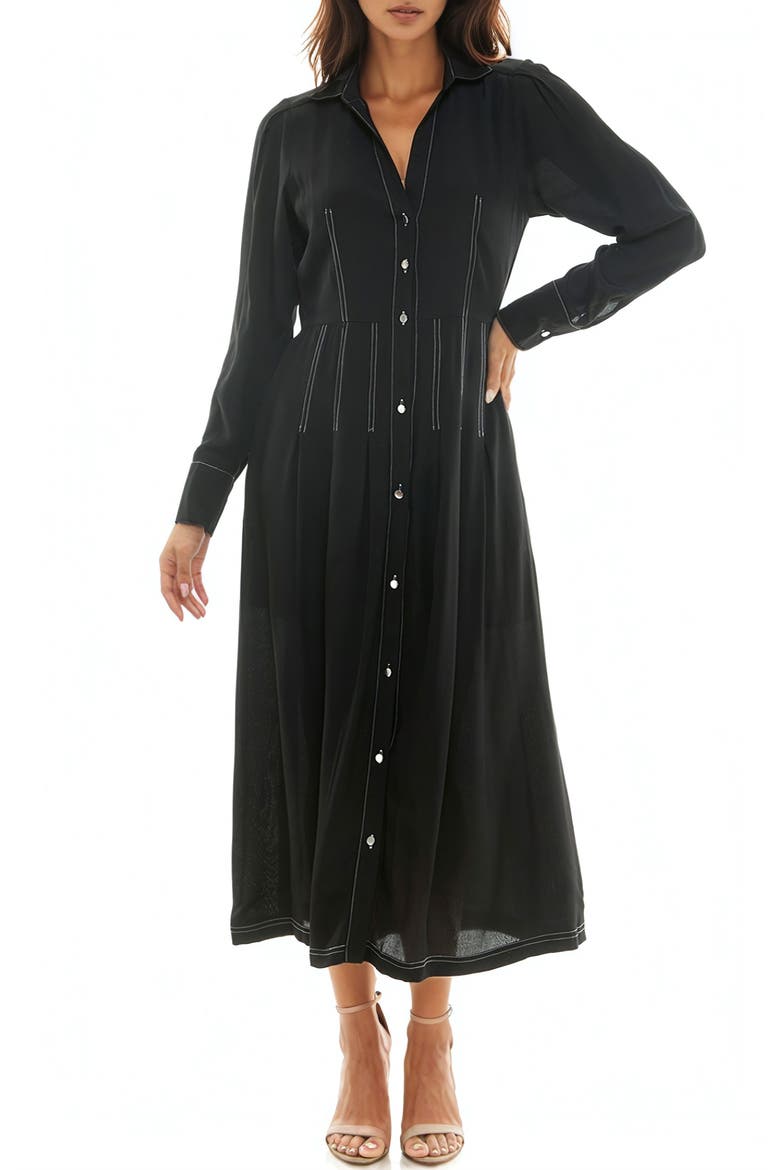 Long Sleeve Shirtdress, Main, color, BLACK