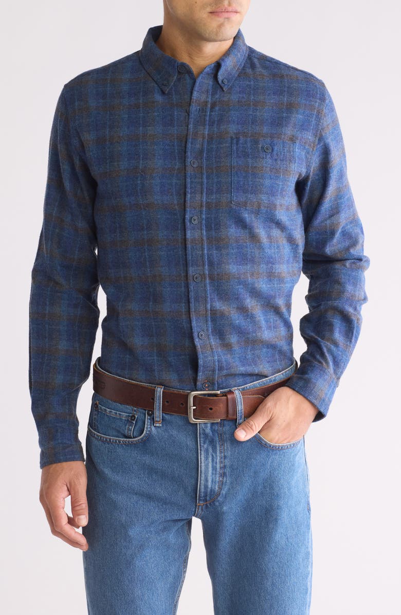 WEATHERPROOF VINTAGE Brushed Plaid Flannel Shirt, Main, color, Ink Blue
