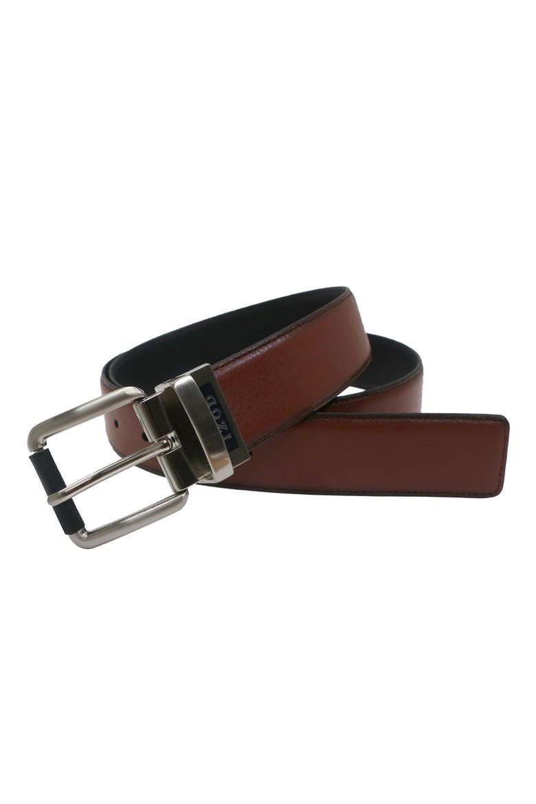 Mens Reversible Leather Belt, Main, color, Cognac