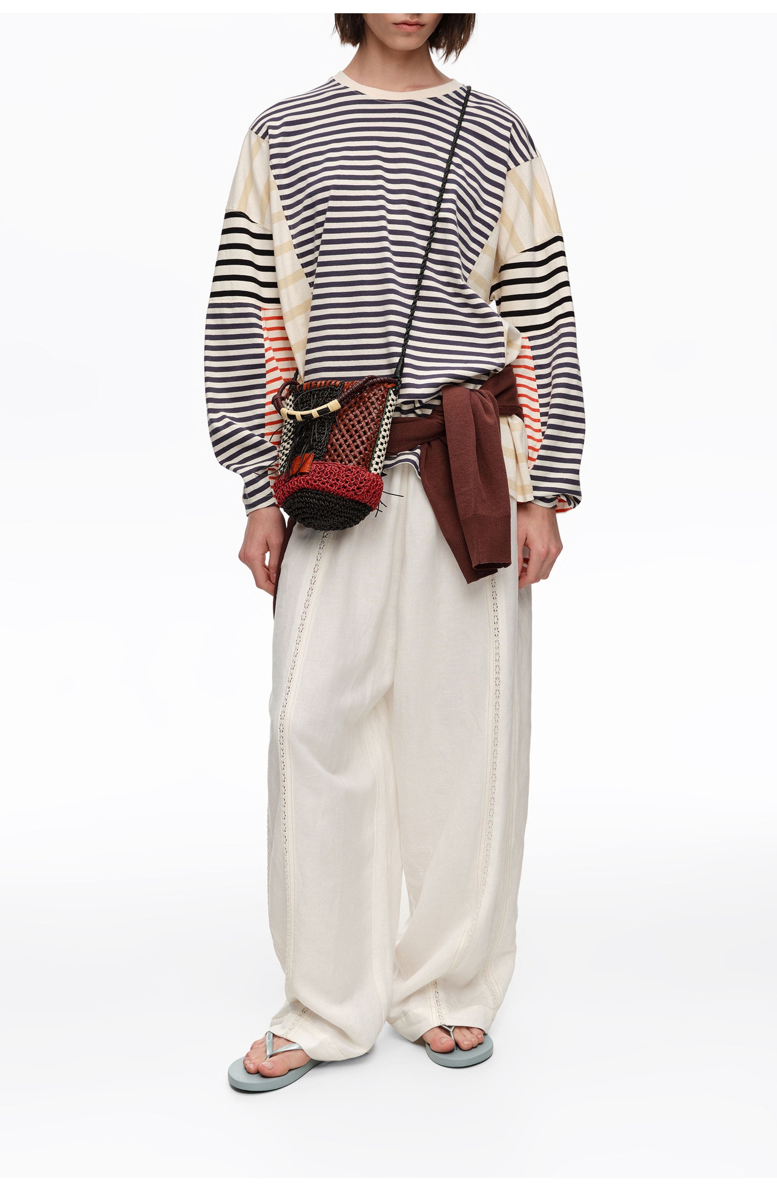 Bimba y Lola Woven Leather Mini Bag, Alternate, color, Red