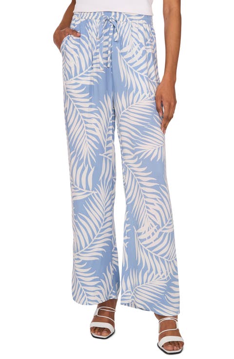 Palm Print Wide Leg Drawstring Pants