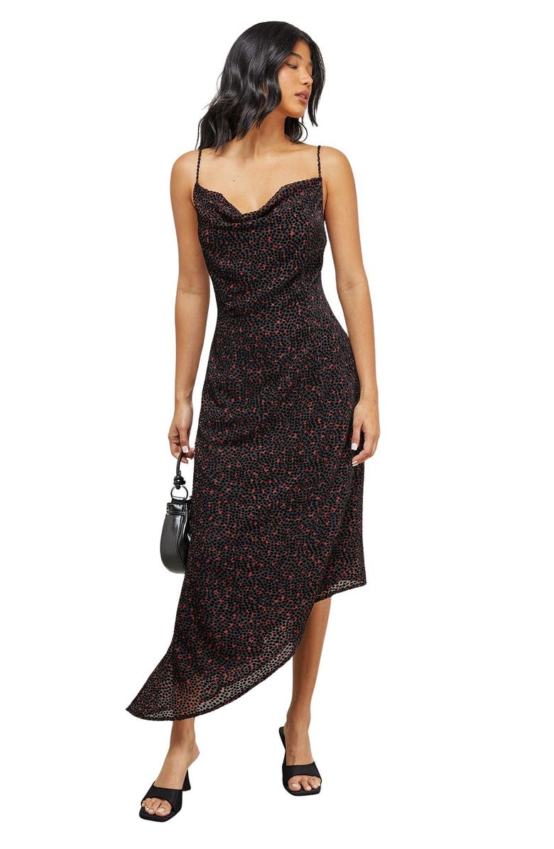 Warehouse Spot Devore Cowl Neck Maxi Dress, Main, color, Red