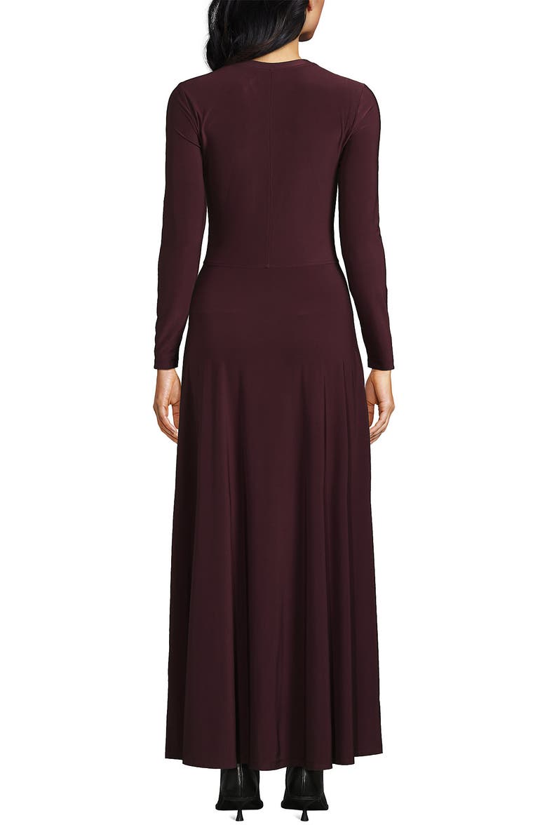 Lands' End Silky Knit Ruched Maxi Dress, Alternate, color, Lush Burgundy