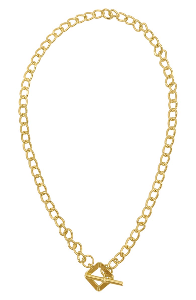 Adornia Water Resistant Open Curb Chain Square Toggle Necklace, Alternate, color,
