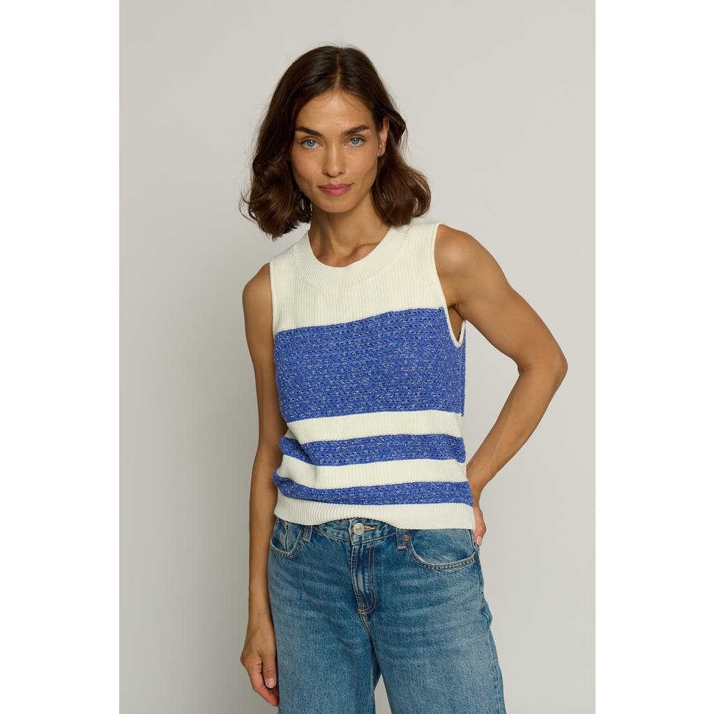 Central Park West Chunky Novelty Shell In Blue Stripe