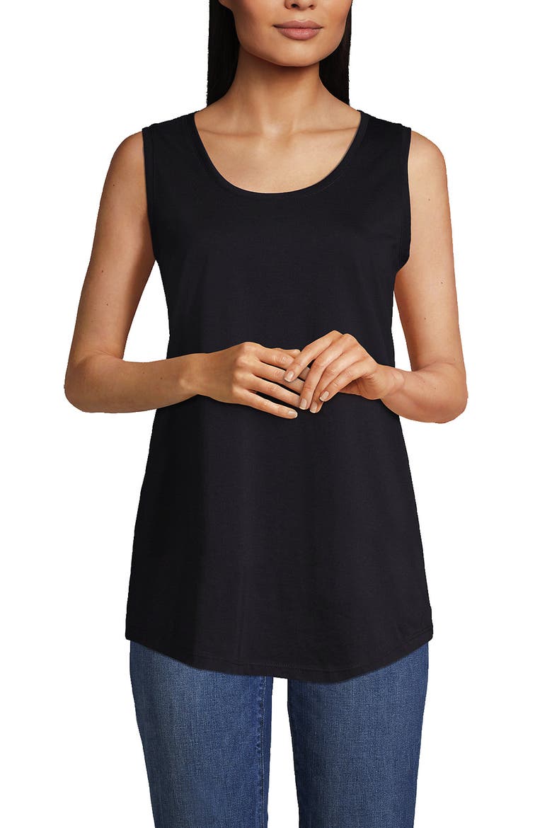 Supima Cotton Tunic Tank Top, Main, color, Black