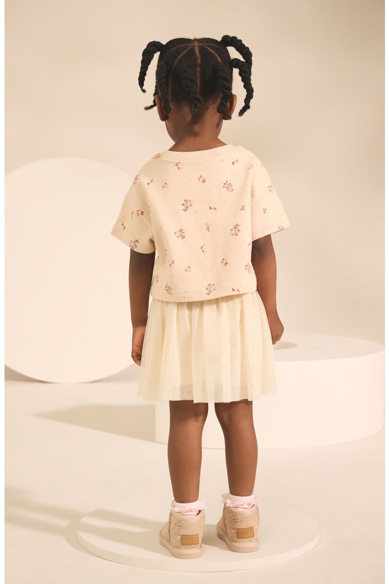 Kids' Floral Short Sleeve Sweater & Chiffon Skirt Set, Alternate, color, NEUTRAL