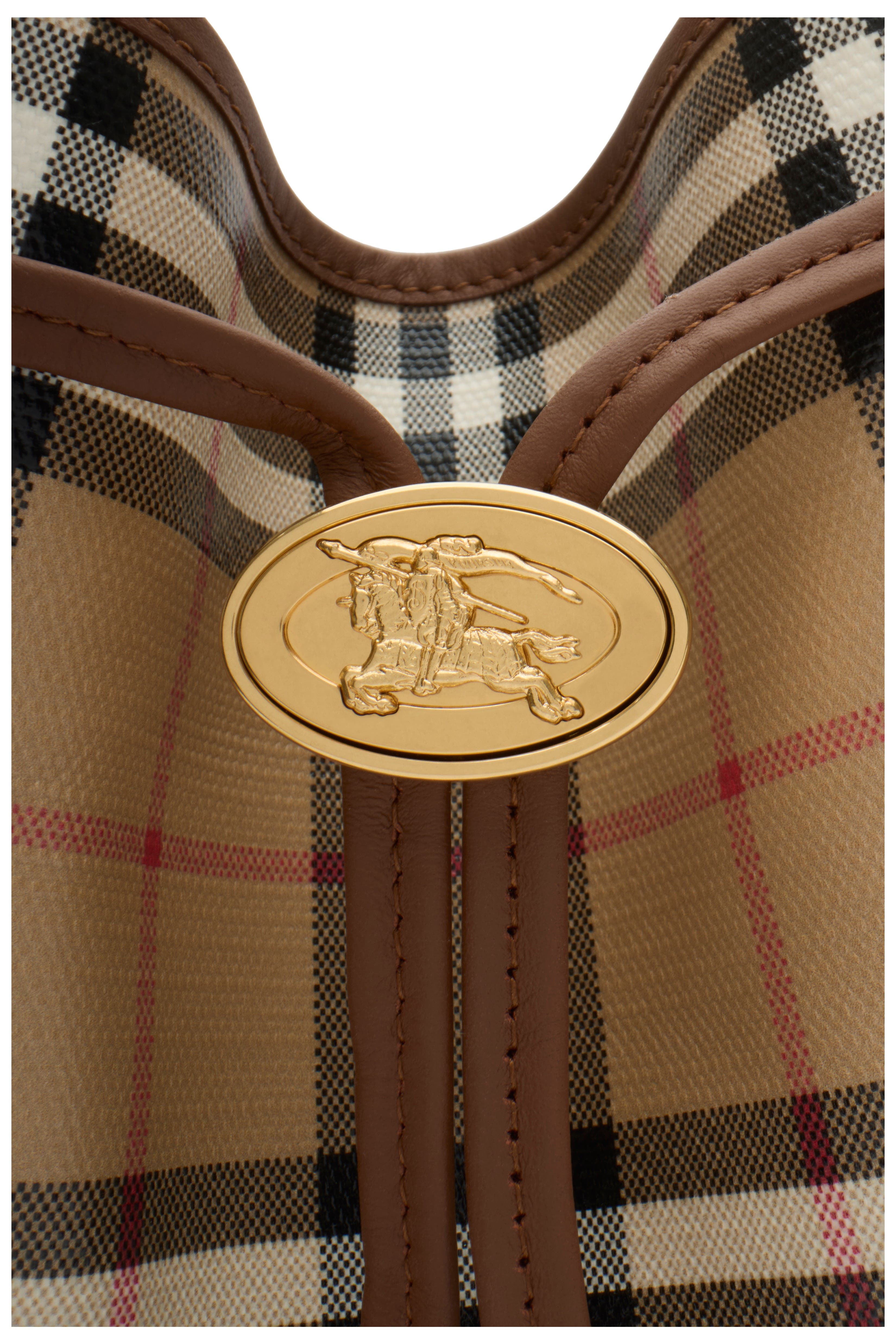 Burberry Small Check Bucket Bag, Alternate, color, Archive Beige