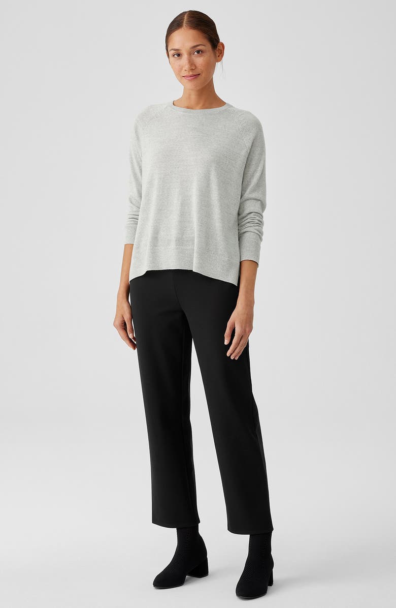 Eileen Fisher Ponte Ankle Straight Leg Pants, Alternate, color, Black