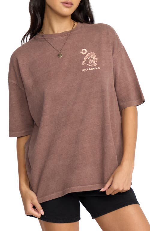Billabong The Great Waves Oversize Cotton Graphic T-shirt In Brown