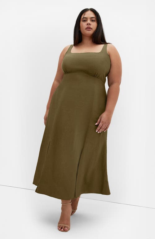City Chic Elly Square Neck Linen Blend Sundress