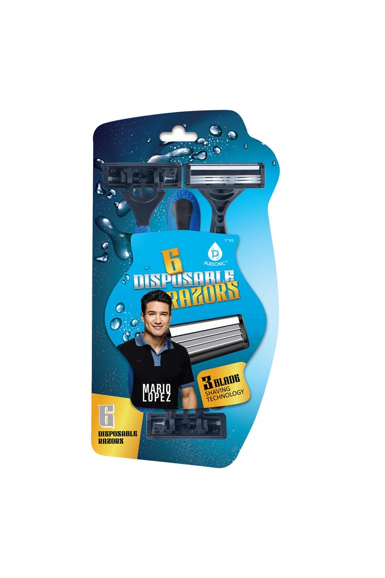 Mario Lopez 6 Disposable Razors, Main, color, Blue