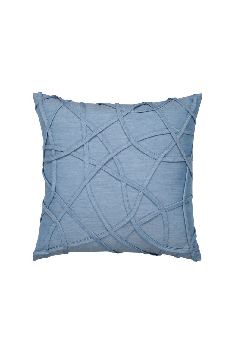 Illusion Handmade dimensional applique Indoor & Outdoor Woven Accent Pillow, Main, color, Ocean