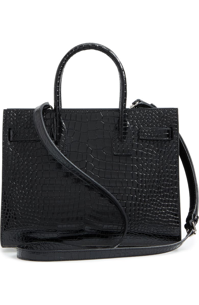 Saint Laurent Baby Sac de Jour Croc Embossed Calfskin Leather Tote, Alternate, color,