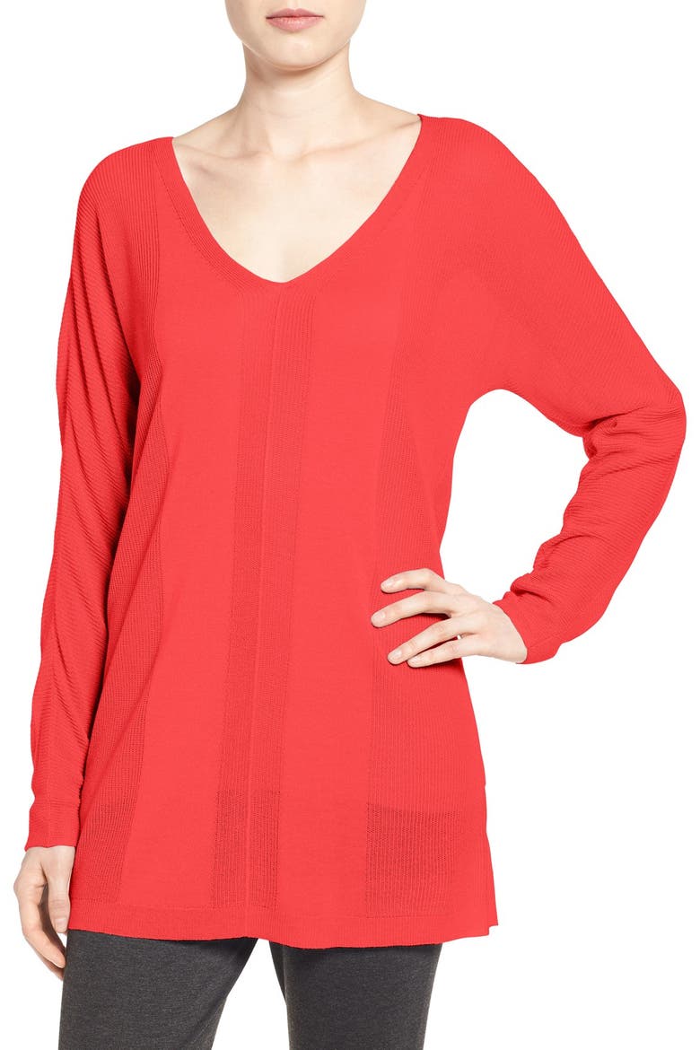 Oversize V-Neck Sweater, Main, color, RED PEPPER