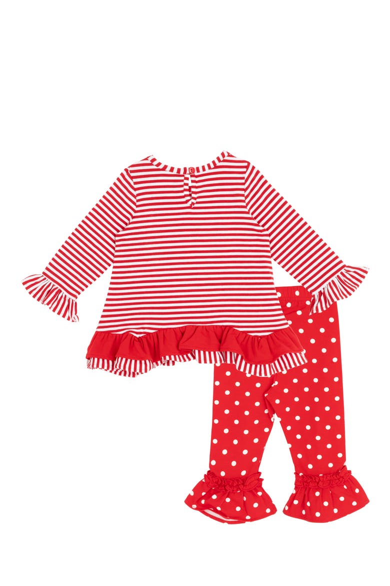 Reindeer Applique Top & Leggings Set, Alternate, color, RED
