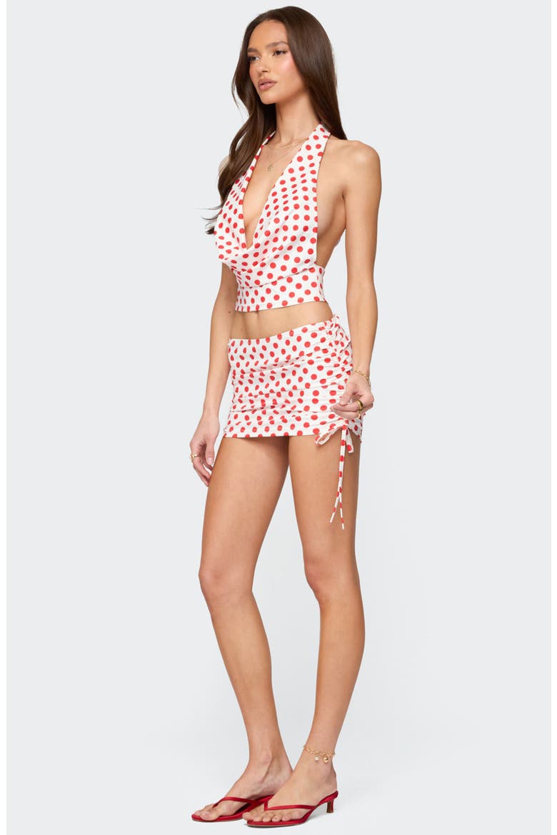 Zoe Dot Drawstring Miniskirt, Alternate, color, RED-AND-WHITE